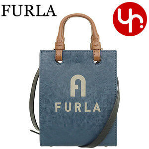 FURLA Shoulder Bag Blue Jay Marmo Blue Varsity Leather Tote Crossbody